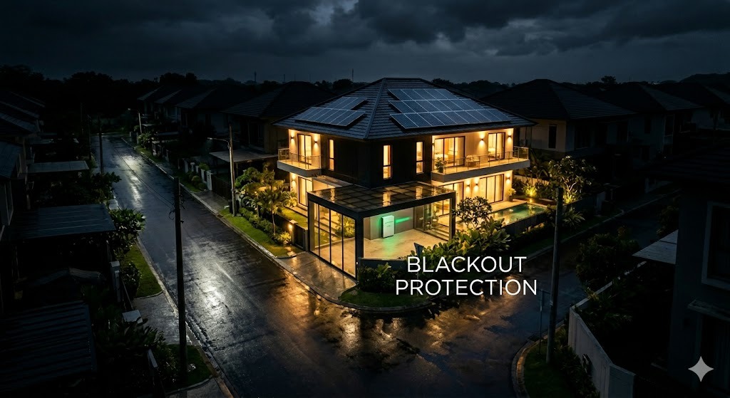 Home protected from blackout by solar BESS
