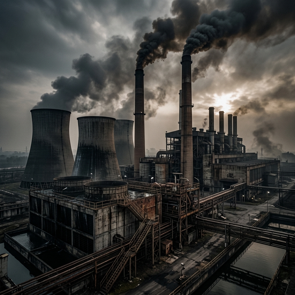 Intense burning coal emitting carbon pollution