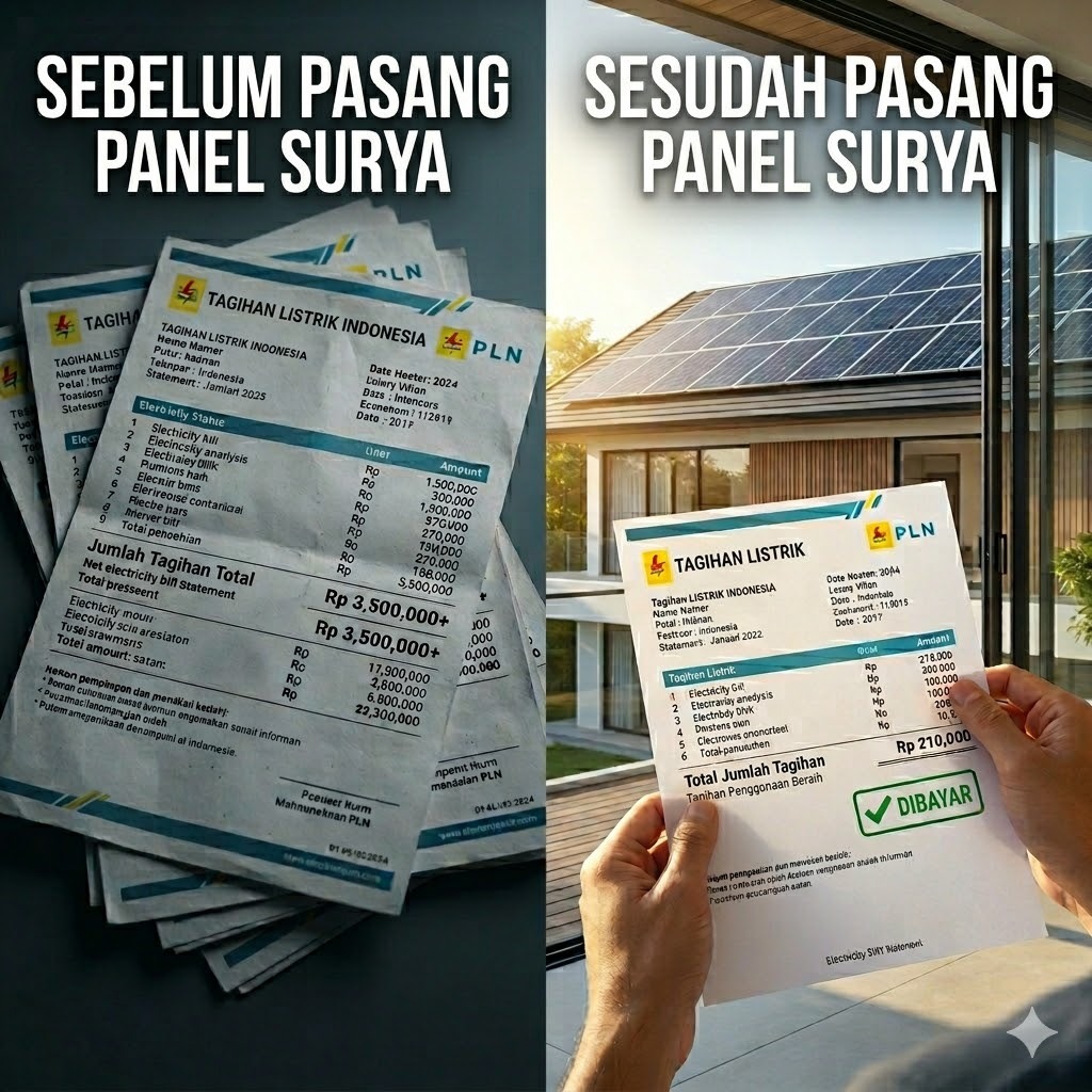 PLN bill before and after solar panel installation